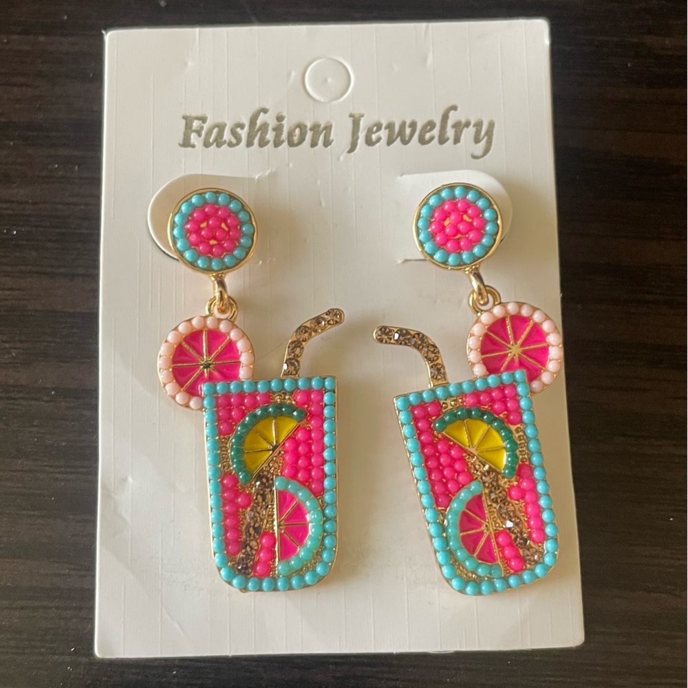 **New** Topical Drink Earrings ☀️🍹